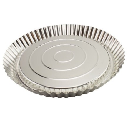 formă rotundă pentru copt tarte din tablă cositorită cu pereți ondulați