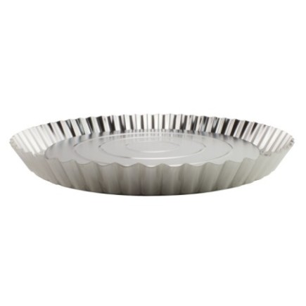 Formă de copt rotundă, din tablă cositorită cu margini ondulate, perfectă pentru plăcinte, tarte și quiche, gătit uniform, 29 cm