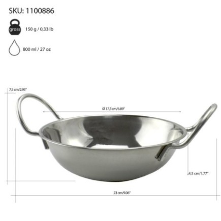 Coș pentru servit pâine, fructe sau gustări, rotund, din inox rezistent, cu mânere, perfect pentru restaurante și cantine, 17 cm