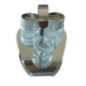 set solniță și piperniță din sticlă pe suport elegant și compact din inox și sticluță pentru scobitori