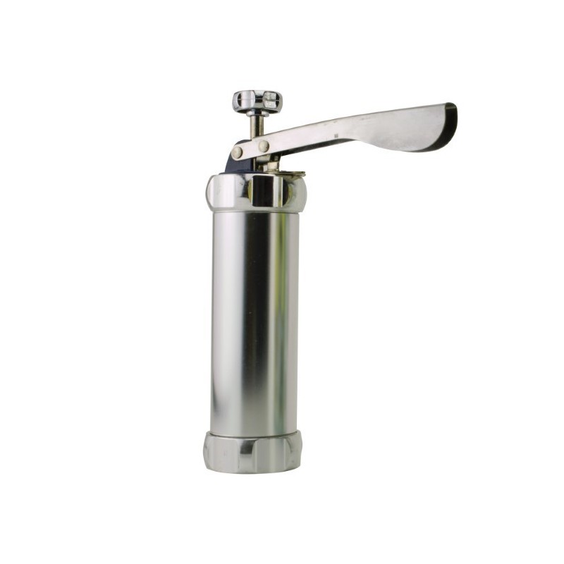 Aparat de făcut biscuiți și fursecuri, din inox, presă cu piston și 20 modele incluse pentru modelat aluat în forme creative