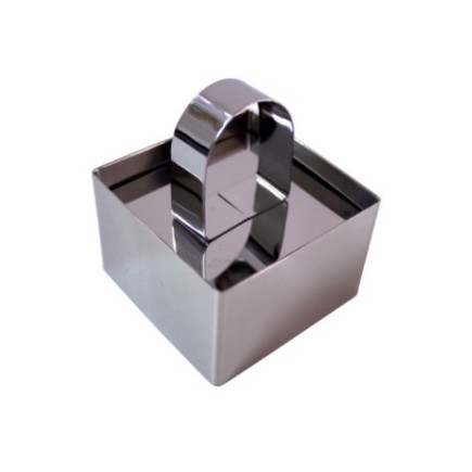 formă pătrată pentru montat mâncarea în farfurie din inox cu capac cu mâner