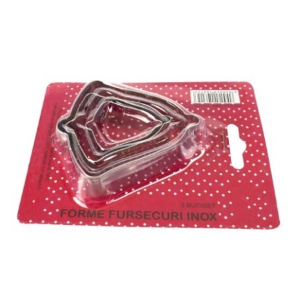 Set de matrițe inox pentru tăiat și modelat aluatul în formă de clopot, ideale pentru biscuiți, fursecuri sau prăjituri, 3 buc