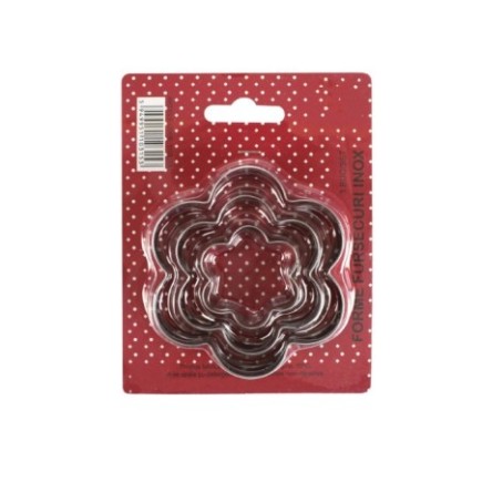 set 3 forme de floare din inox pentru decupat aluat pentru fursecuri