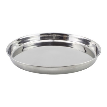 tavă rotundă din inox pentru servit cu margini înălțate