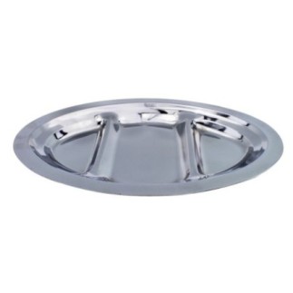 platou oval divizat din inox pentru servit gustări