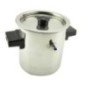 oală pentru fiert lapte din inox cu capac două mânere negre laterale și fluier de abur