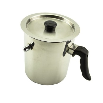 oală pentru fiert lapte din inox cu supapă de abur capac și un singur mâner