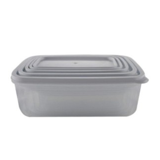 Set de caserole dreptunghiulare din plastic cu închidere etanșă ușor de stocat una în alta, compatibil microunde, frigider 5 buc