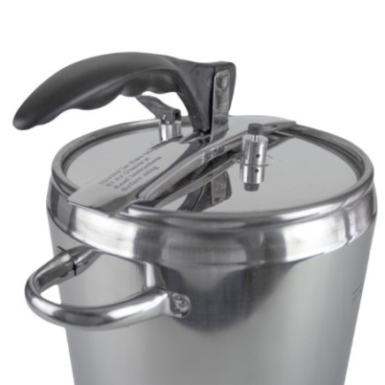 Oală sub presiune din inox, pentru gătire rapidă cu supapă de siguranță și etanșare perfectă, pentru supe și tocănițe, cuctă 9L