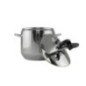 Oală sub presiune din inox, pentru gătire rapidă cu supapă de siguranță și etanșare perfectă, pentru supe și tocănițe, cuctă 5L oală din inox cu două mânere și capac cu închidere etanș și sistem de siguranță mâner și supapă de abur