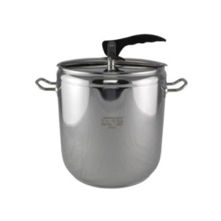 oală din inox cu două mânere sub presiune cu capac etanș cu mâner negru