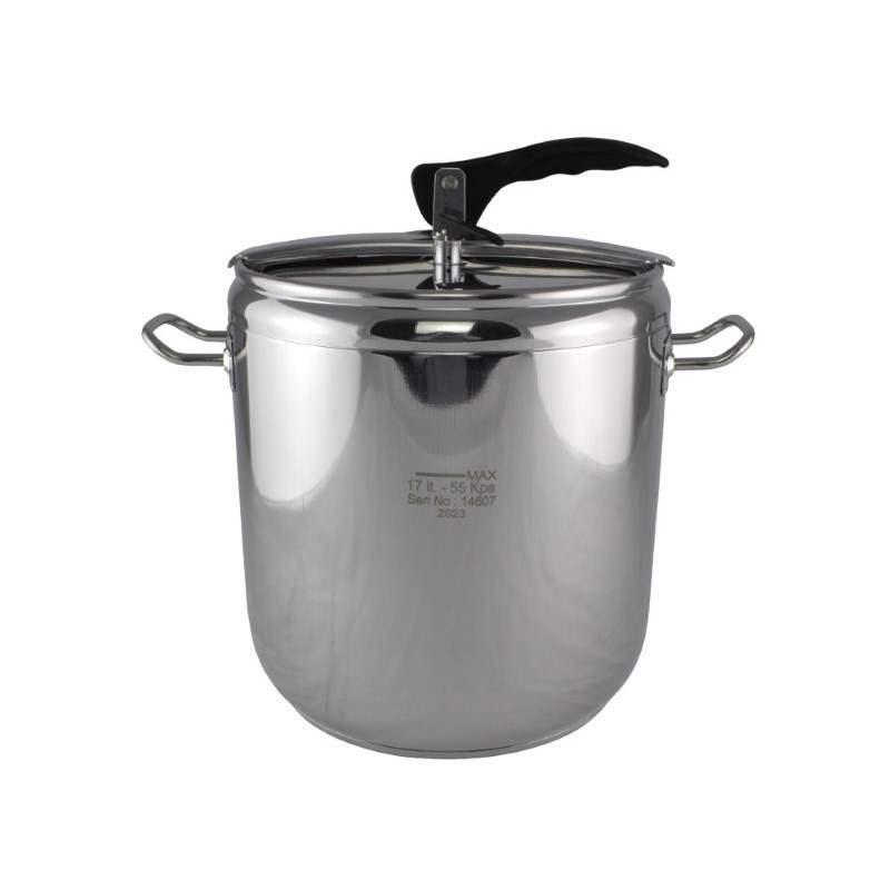 Oală sub presiune din Inox, pentru gătire rapidă cu supapă de siguranță și etanșare perfectă, capacitate mare, cuctă 17L