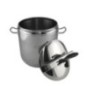 oală din inox cu două mânere și capac cu închidere etanșă pentru gătit la abur sub presiune
