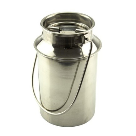 bidon din inox cu capac și mâner lung pentru păstrat alimente