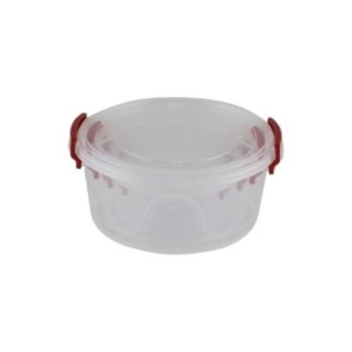 set de caserole rotunde din plastic transparent cu clipsuri aranjate una în alta
