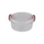 set de caserole rotunde din plastic transparent cu clipsuri aranjate una în alta