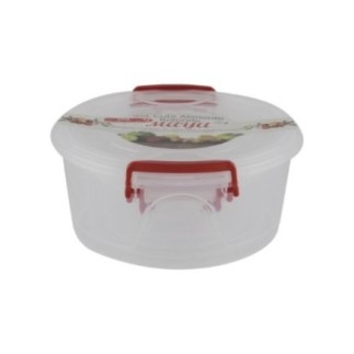 set de 4 caserole rotunde din plastic transparent cu clipsuri și etichetă transparentă