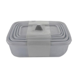 set de cutii pentru mâncare din plastic 5 mărimi diferite stivuite una în alta cu ambalaj