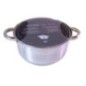 oală joasă din inox cu capac inclus și două mânere în ambalaj din folie stretch cu etichetă