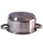 oală joasă din inox lucios cu trei benzi decorative mate întoarsă cu susul în jos