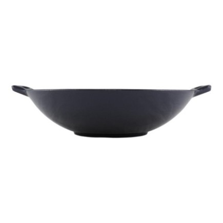 vas din fontă tip wok cu două mânere