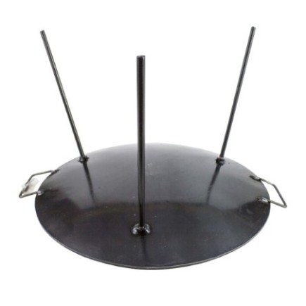 Disc din fier pentru prăjit la foc deschis, grătar, BBQ, cu 3 picioare demontabile și 2 mânere rezistente, diametru 50 cm