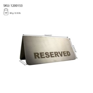 tăbliță metalică cu inscripția reserved și informații despre dimensiuni