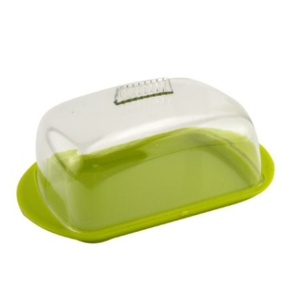 Untieră din plastic cu capac protector transparent, perfectă pentru păstrarea untului proaspăt în frigider, ușor de depozitat
