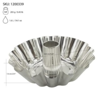 formă rotundă pentru copt guguluf cu pereți ondulați și tub în mijloc cu dimensiuni produs