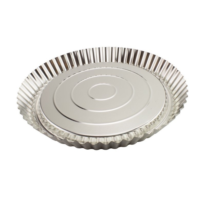Formă de copt rotundă, din tablă cositorită cu margini ondulate, perfectă pentru plăcinte, tarte și quiche, gătit uniform, 29 cm