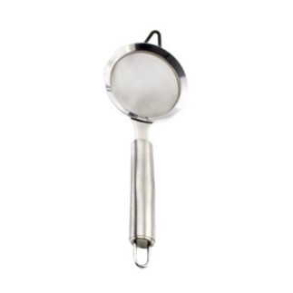 strecurătoare cu plasă fină din inox cu mâner rotunjit cu agățătoare
