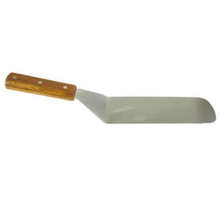 Spatulă de bucătărie pentru întors hamburgeri cu mâner din lemn și lamă din inox, perfectă și pentru clătite, sau pentru servit