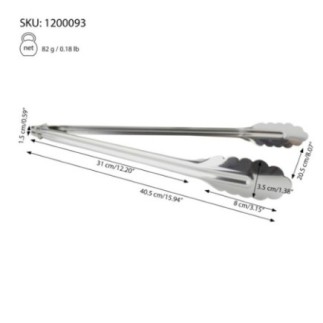clește inox pentru grătar 40 cm cu detalii despre dimensiuni și greutate