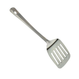 Paletă perforată pentru gătit, din inox cu mâner plat, perfectă pentru întors alimente sau pentru servire
