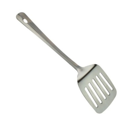 Paletă perforată pentru gătit, din inox cu mâner plat, perfectă pentru întors alimente sau pentru servire