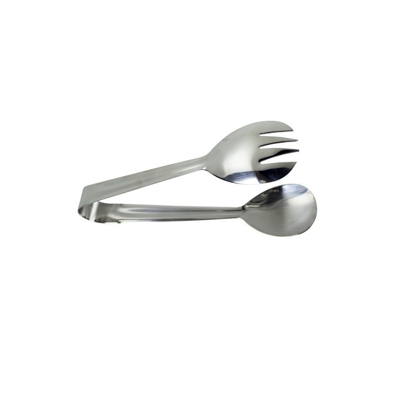 Clește de bucătărie pentru salată, design ergonomic din inox, cu brațe tip lingură și furculiță, ideal pentru paste și garnituri