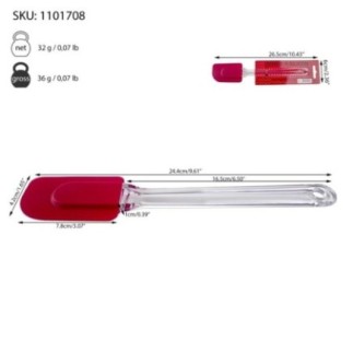 spatulă silicon pentru întins creme însoțită de informații despre ambalaj dimensiuni și greutate