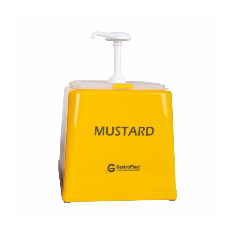 Dozator muștar cu pompă, recipient profesional pentru restaurante, fast-food și catering, ideal pentru autoservire, 2,5 L