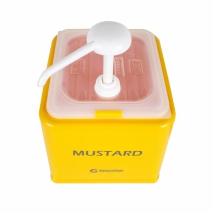 Dozator muștar cu pompă, recipient profesional pentru restaurante, fast-food și catering, ideal pentru autoservire, 2,5 L
