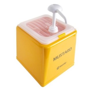 dozator din plastic galben pentru muștar cu pompă pentru dozat