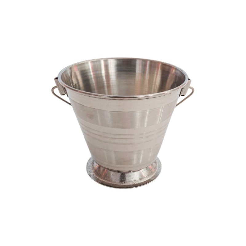 Recipient inox pentru sosuri, mini găletușă cu mâner, potrivit la servirea dressingurilor, muștarului sau ketchupului, 9.5 cm