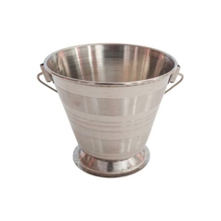recipient mic din inox tip găletușă cu toartă pentru servit sosuri