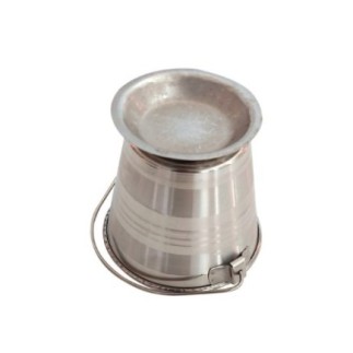 recipient conic din inox cu mâner întors cu susul în jos