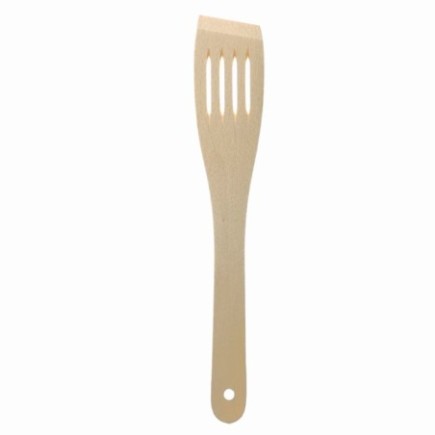 spatulă de bucătărie din lemn cu fante de scurgere și orificiu pentru agățat