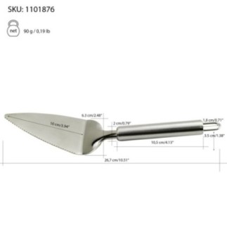 spatulă din inox pentru servit tort cu informații despre dimensiuni