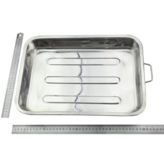 Tavă cu mânere pentru cuptor, din inox, rezistentă și ușor de curățat, perfectă pentru fripturi și legume la cuptor, 40 cm