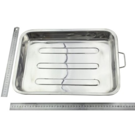 Tavă cu mânere pentru cuptor, din inox, rezistentă și ușor de curățat, perfectă pentru fripturi și legume la cuptor, 40 cm