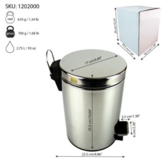 coș de gunoi din inox cu pedală capac și informații despre ambalaj capacitate și dimensiuni