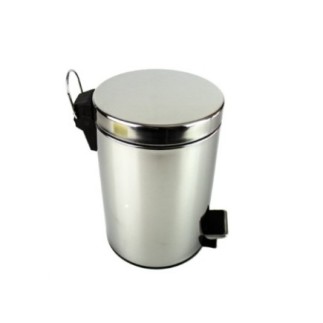 coș pentru gunoi cilindric din inox cu pedală și capac